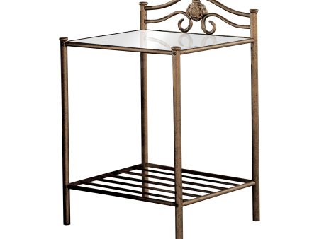 Sydney 2-Shlef Nightstand Antique Brushed Gold - 300172 For Cheap