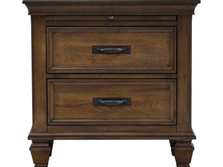 2-Drawer Nightstand With Pull Out Tray Burnished Oak - 200972 Supply