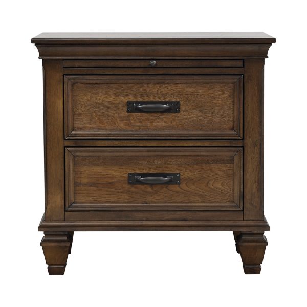 2-Drawer Nightstand With Pull Out Tray Burnished Oak - 200972 Supply