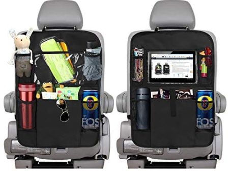 Backseat Car Organizer Kick Mats, KNGUVTH Car Seat Back Protectors with Clear 10  Tablet Holder + 5 Storage Pockets Back seat Organizer for Kids Toy Bottle Drink Vehicles Travel Accessories (2 Pack) Online now