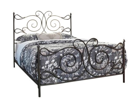 Parleys Eastern King Metal Bed With Scroll Headboard Dark Bronze - 305967KE Online now