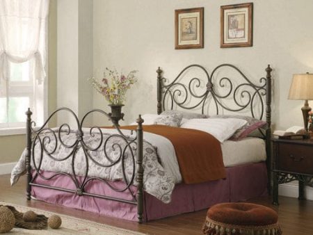 London Queen Metal Scroll Bed Dark Bronze - 300258Q Online now